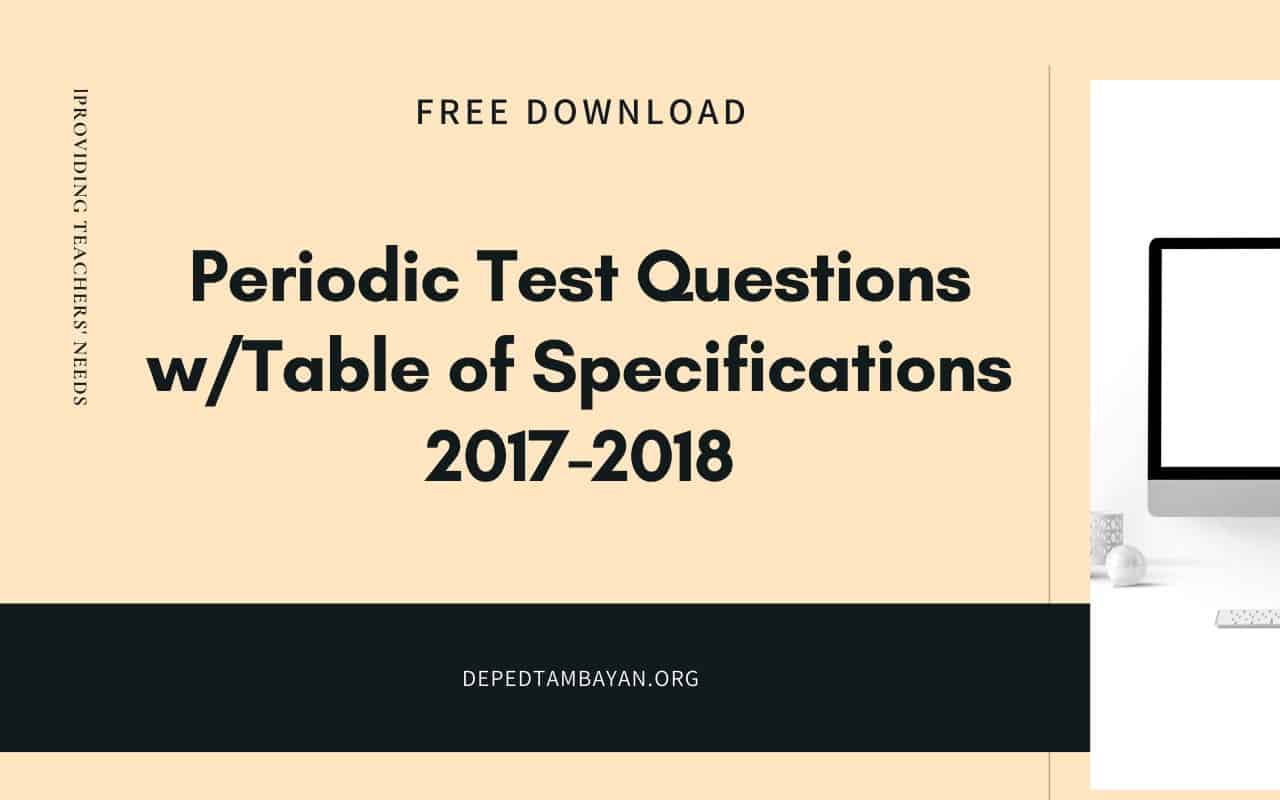 NEW Periodic Test Questions With Table Of Specifications