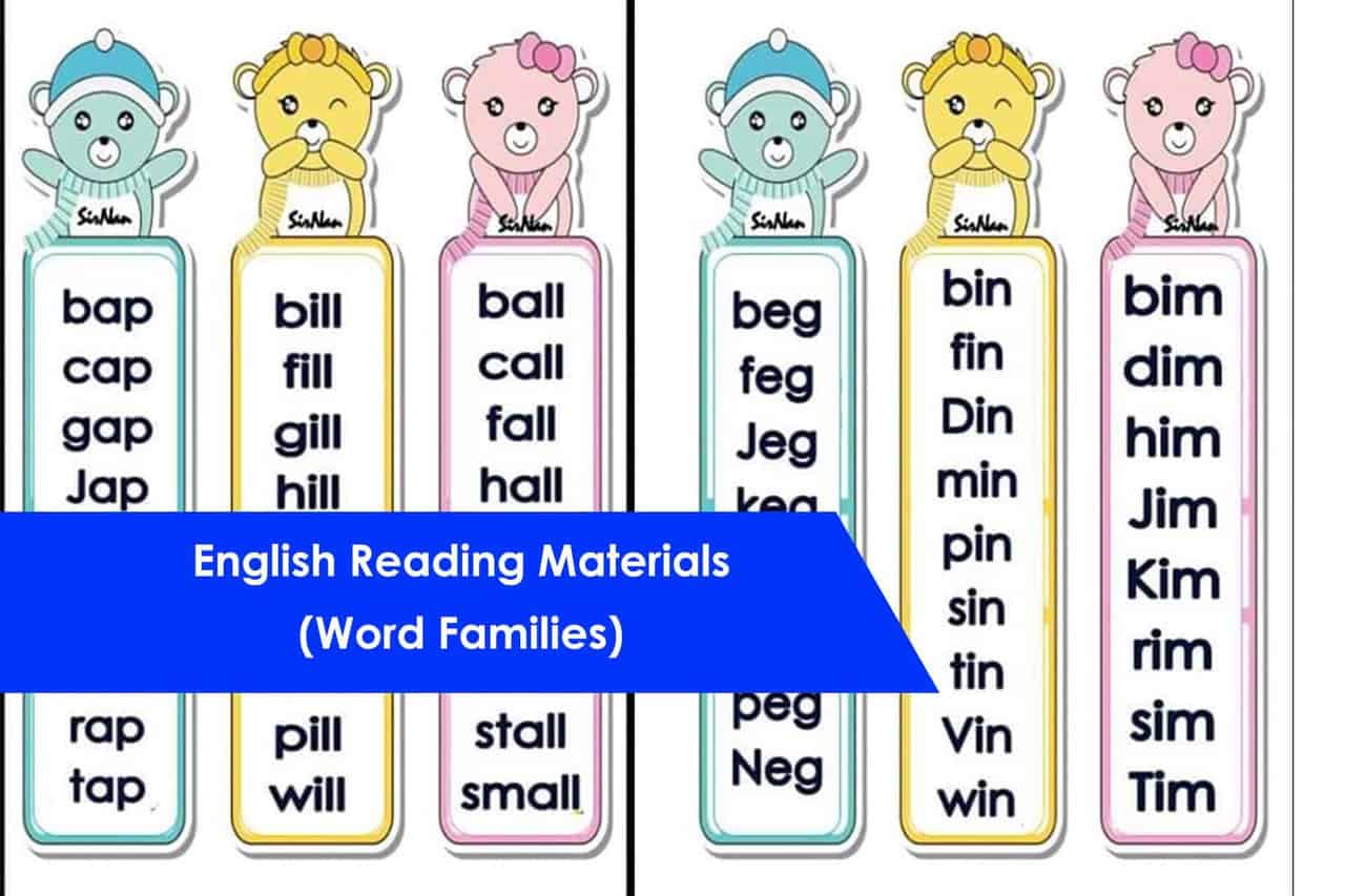 English Reading Materials Word Families 