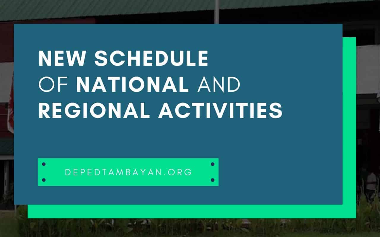 New Schedule of National and Regional Activities New Schedule of National and Regional Activities